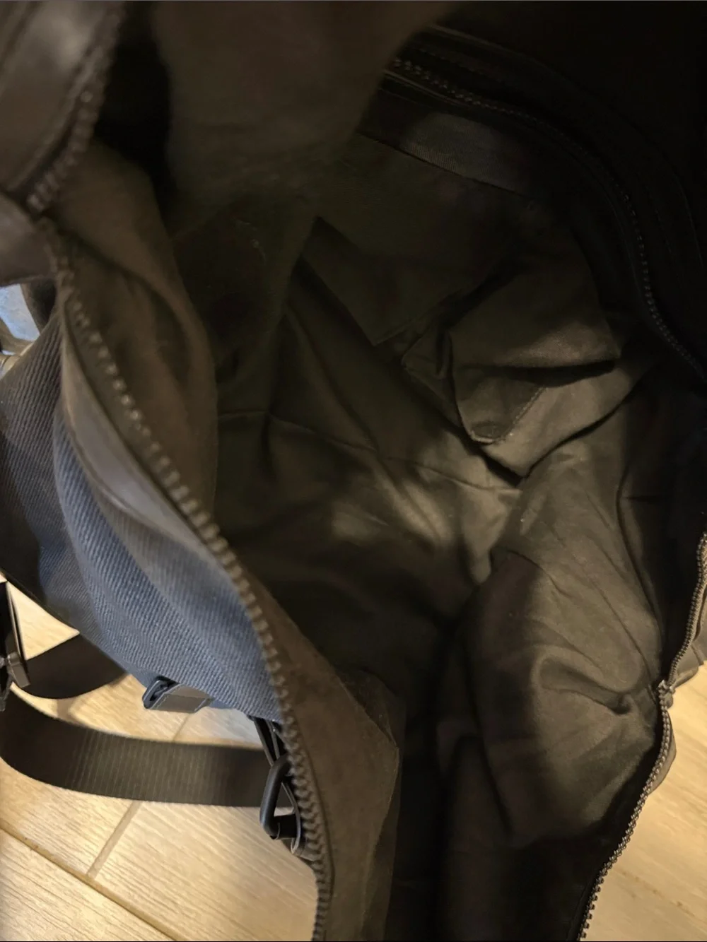 Calvin Klein Black Duffel Travel Bag with Leather Trim